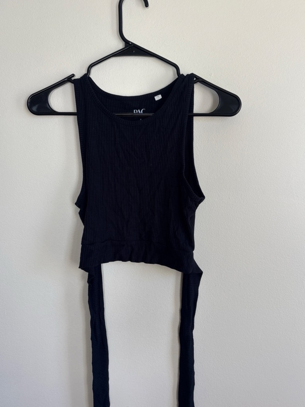 PacSun Black Ribbed Tie-Back Crop Tank Top